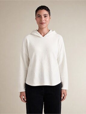 Cut Loose Women’s Hoodie Cotton Double Knit Textured Cream Sweatshirt Small ♥️